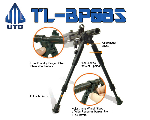UTG Deluxe Universal Foldable Clamp-on Bi-pod BP08S